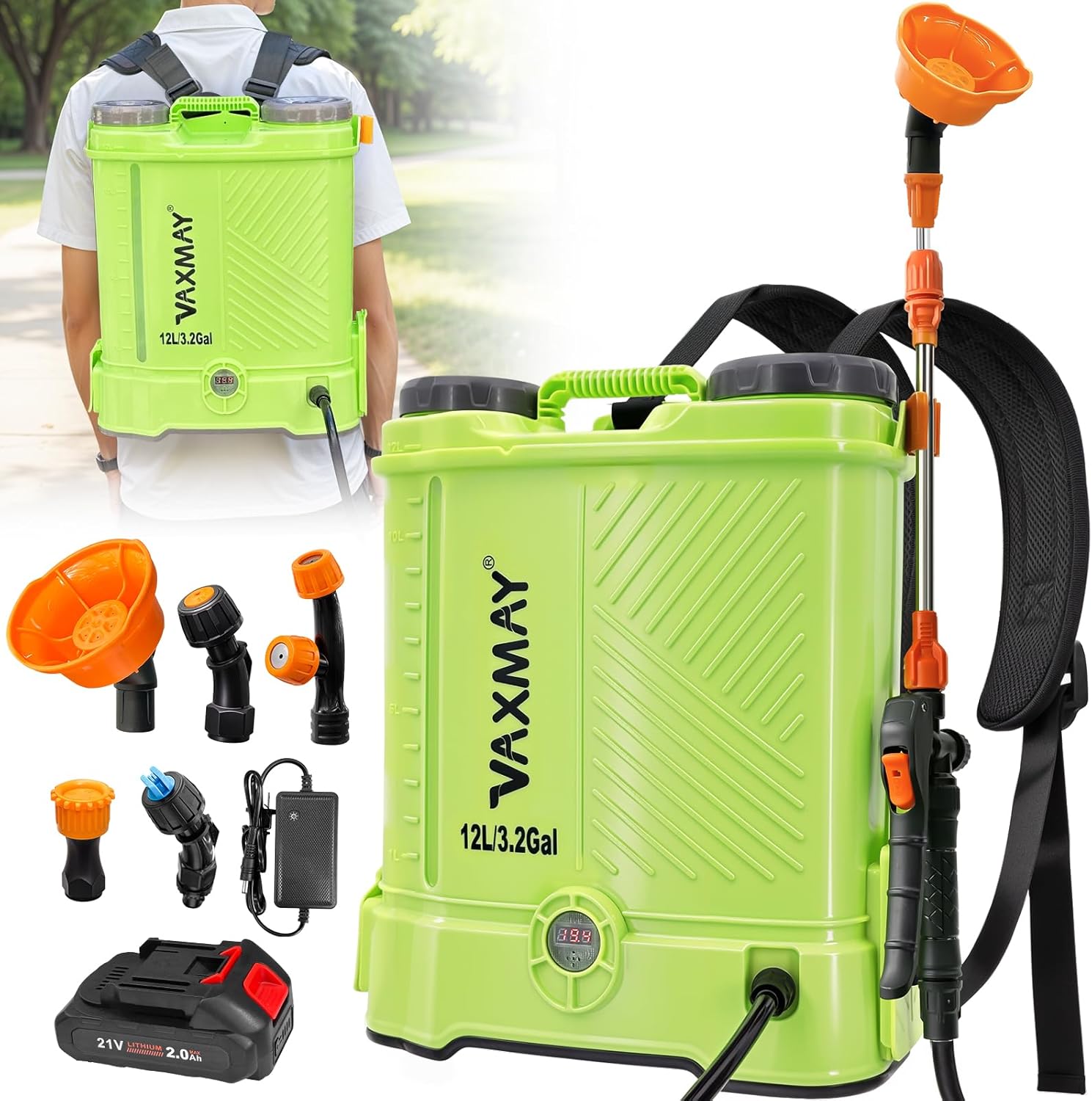 Battery Powered Backpack Sprayer 80 PSI 3.2 Gallon