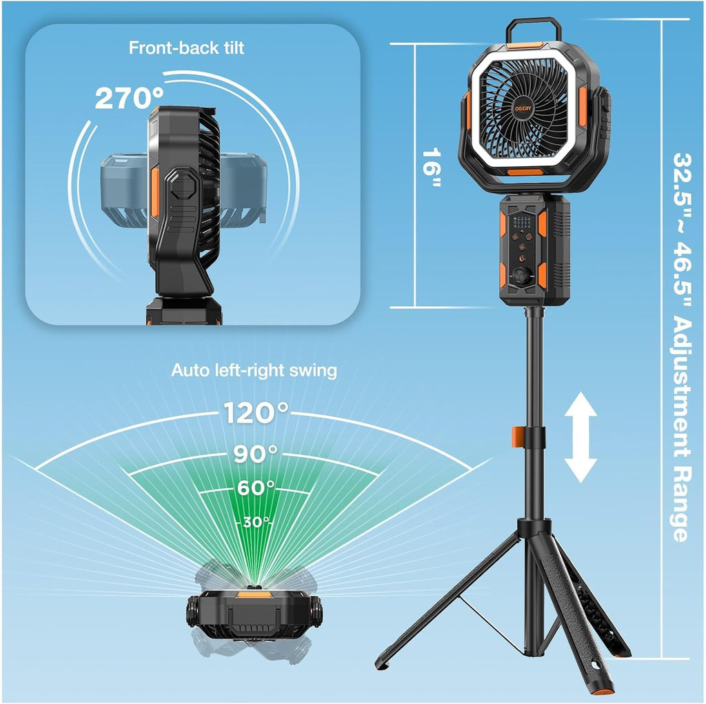 Portable Fan with Adjustable Height Stand