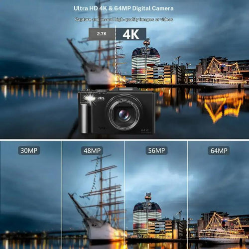 4K Digital Camera for Photography with 64MP
