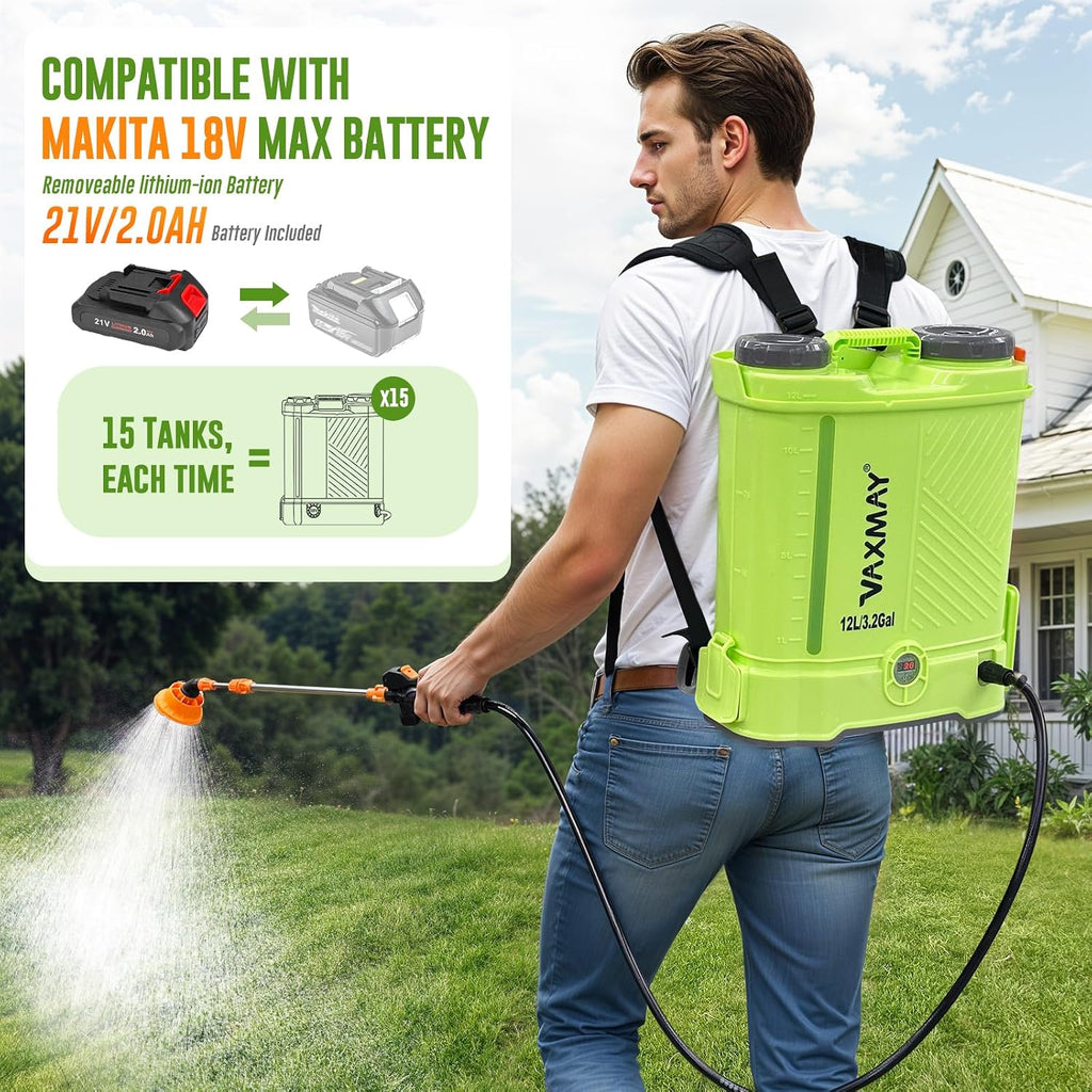 Battery Powered Backpack Sprayer 80 PSI 3.2 Gallon