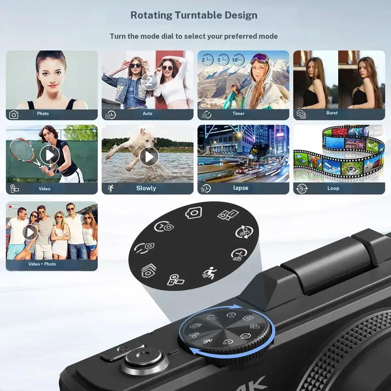 4K Digital Camera for Photography with 64MP