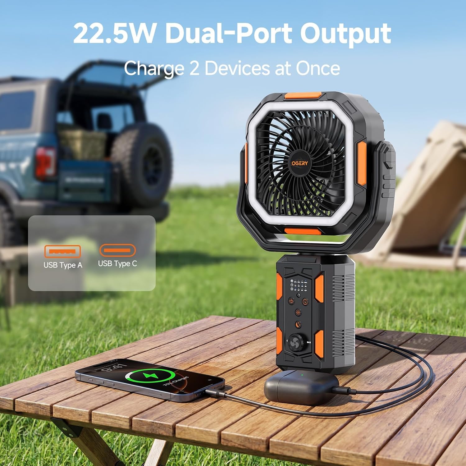 Portable Fan with Adjustable Height Stand